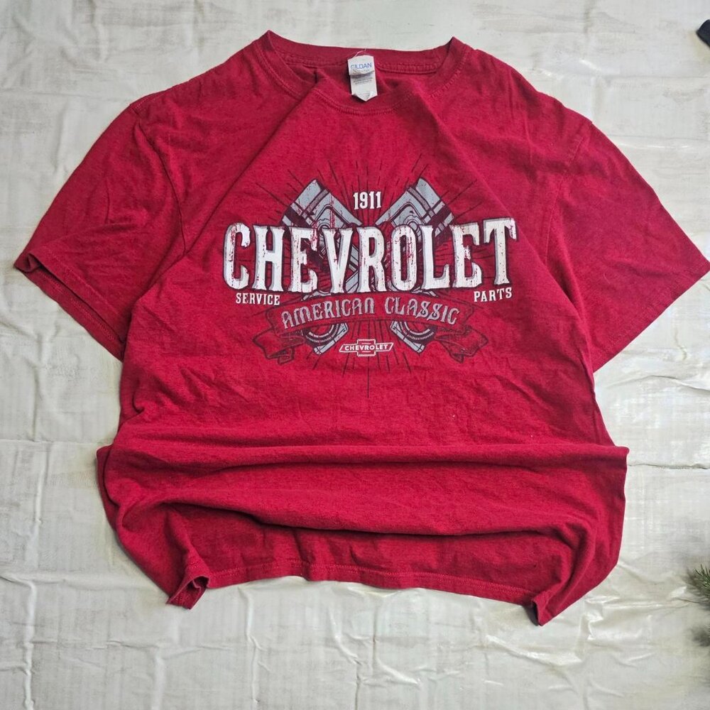 T: red vintage XL Chevy emo biker graphic t shirt